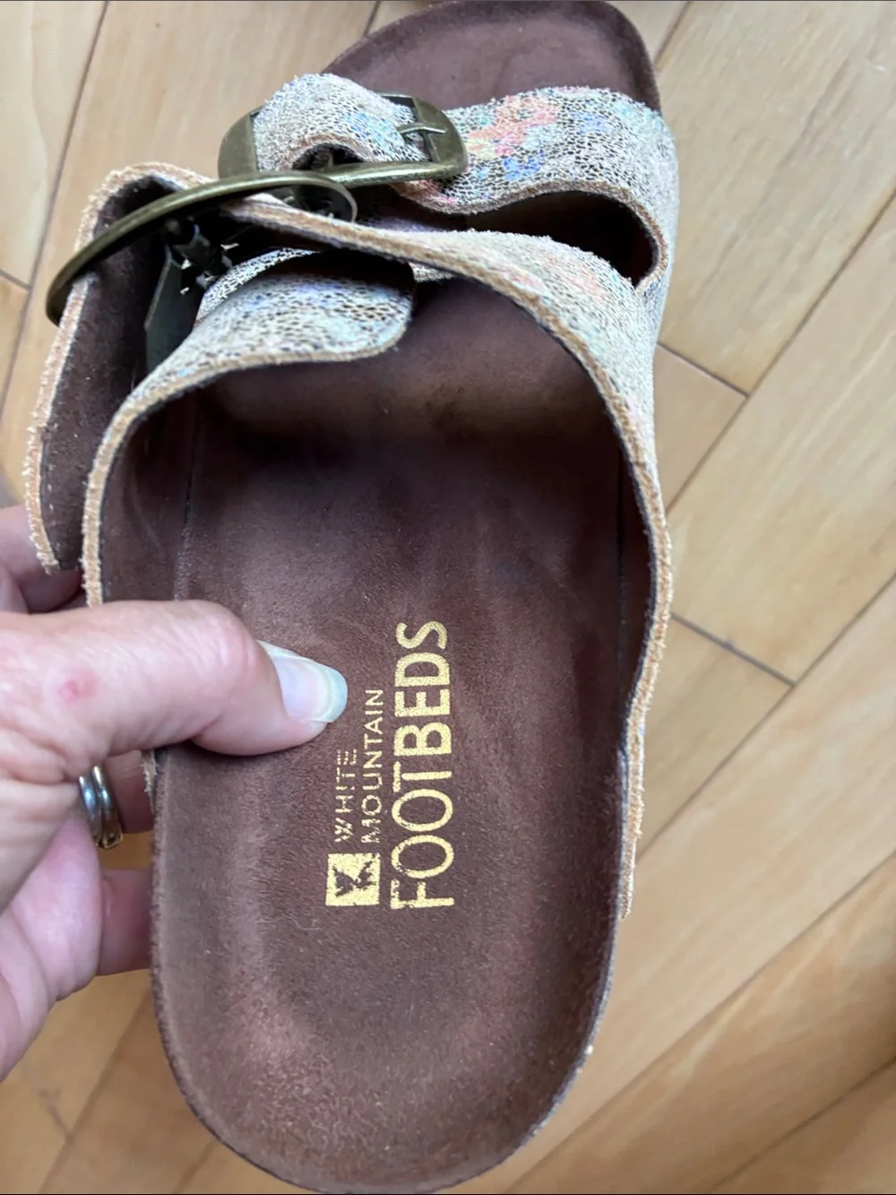 Leather 2 strap Arizona style slide sandals